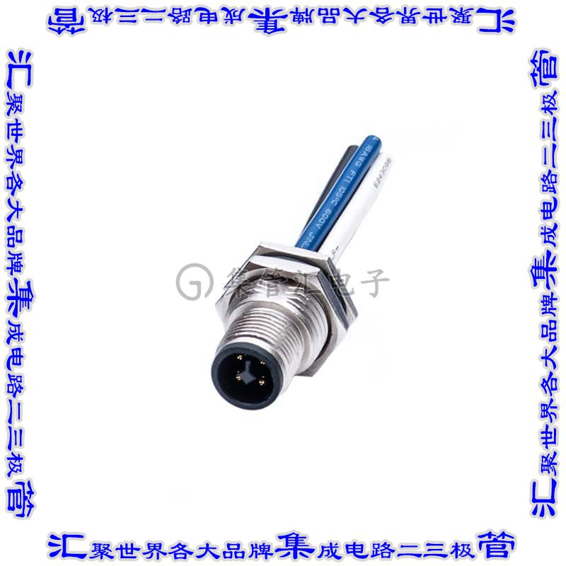 M12T-04PMMS-SF8B15 圆形连接器4POS插头公引脚导线引线镀金面板