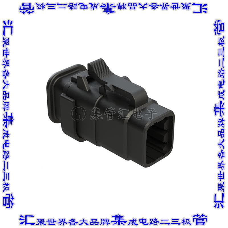 ATM06-6S-SR01BK 矩形连接器外壳6POS插头3排母形插口黑色自由悬