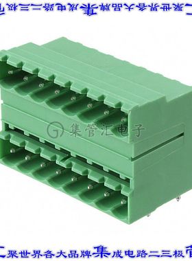 1762431 端子块连接器16POS接头公引脚带罩2排5.08mm绿色90DEG通