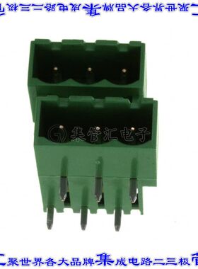 284061-3 端子块连接器6POS接头公引脚带罩2排5.08mm绿色90DEG通
