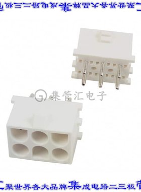 350431-4 针座连接器6POS接头3排6.35mm公形插针通孔直针镀金