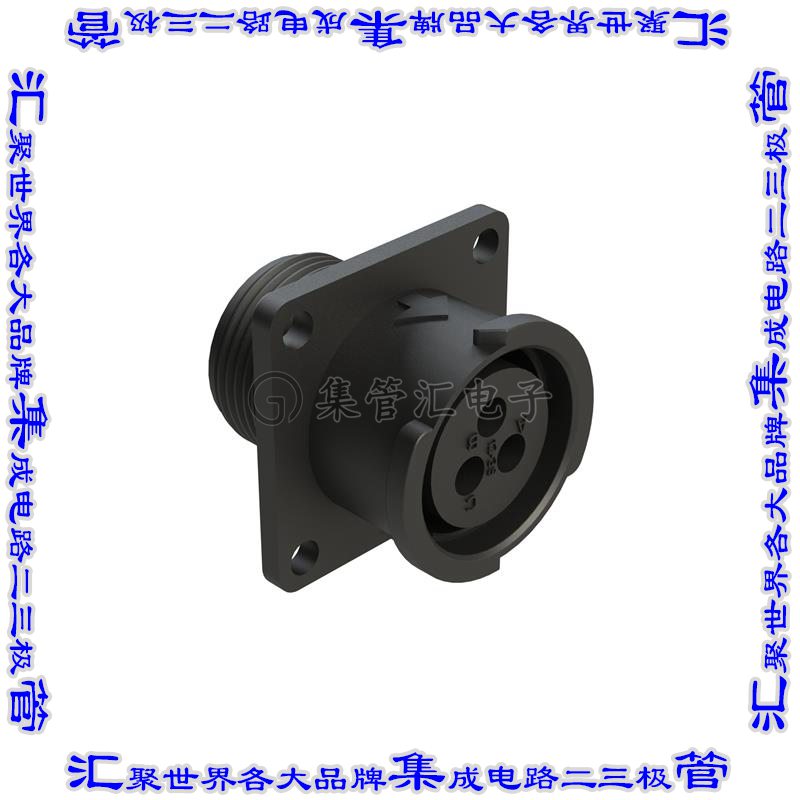 FLS012N3S03 圆形连接器3POS插座外壳用于母插口黑色面板安装