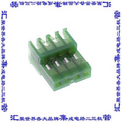 641201-4 矩形连接器4POS插座2.54mm母插口绿色IDC镀金自由悬挂直