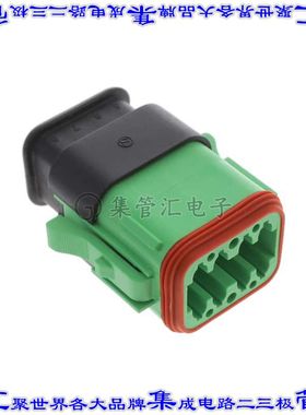 AT06-08SC-SR2GN 矩形连接器外壳8POS插头2排母形插口绿色自由悬