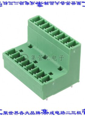 1830460 端子块连接器16POS接头公引脚带罩2排3.81mm绿色垂直通孔