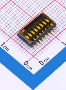 YDF08ES 8位1.27MM,黑色贴膜拨码开关 SMD-16P,6.2x11.3mm 拨码开