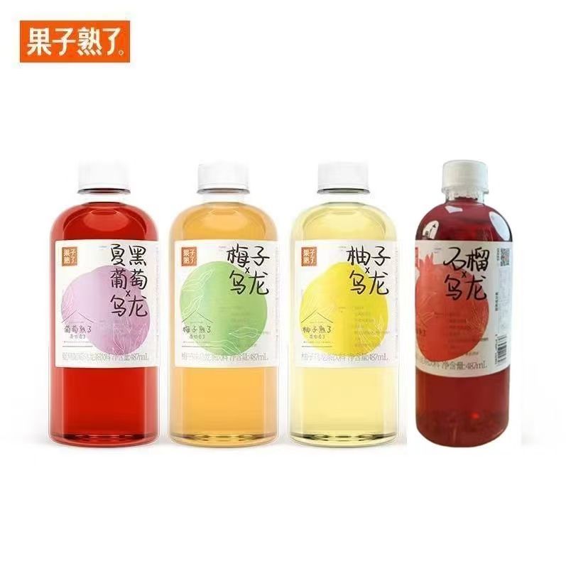果子熟了乌龙茶饮料487ml*4瓶梅子柚子夏黑葡萄果味饮品0脂肪