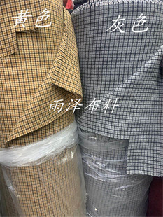 进口双面羊毛 黄色灰色中性复古小千鸟格羊毛面料  西装 外套大衣