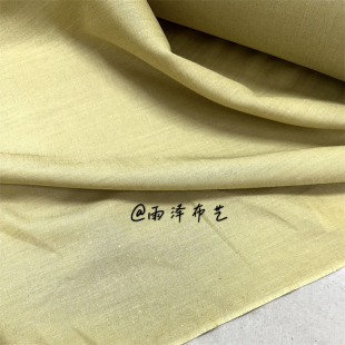 夏季透气 浅黄色高织薄款亚麻棉麻布料 衬衫连衣裙旗袍半裙汉服