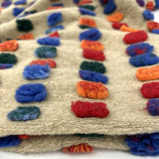 彩颜料块儿秋冬反吹风提花针织羊毛羊羔绒面料手工外套童女装布料