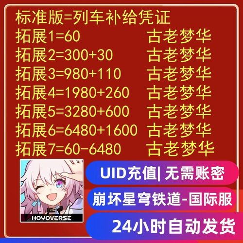 崩坏 星穹铁道国际服 充值 月卡 6480古老梦华代充 UID直充代充