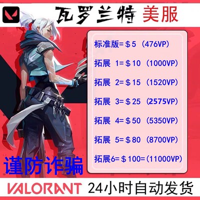 PC正版美服瓦罗兰特Valorant特币充值10 25 50 100美元CDK礼品卡
