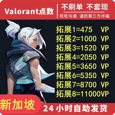 valorant瓦罗兰特新加坡服vp点数充值 无畏契约 激活码CDKSGP兑换