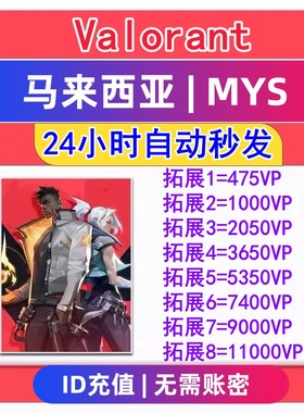 秒发 Valorant瓦罗兰特代充马来西亚vp点数充值 无畏契约 马来服