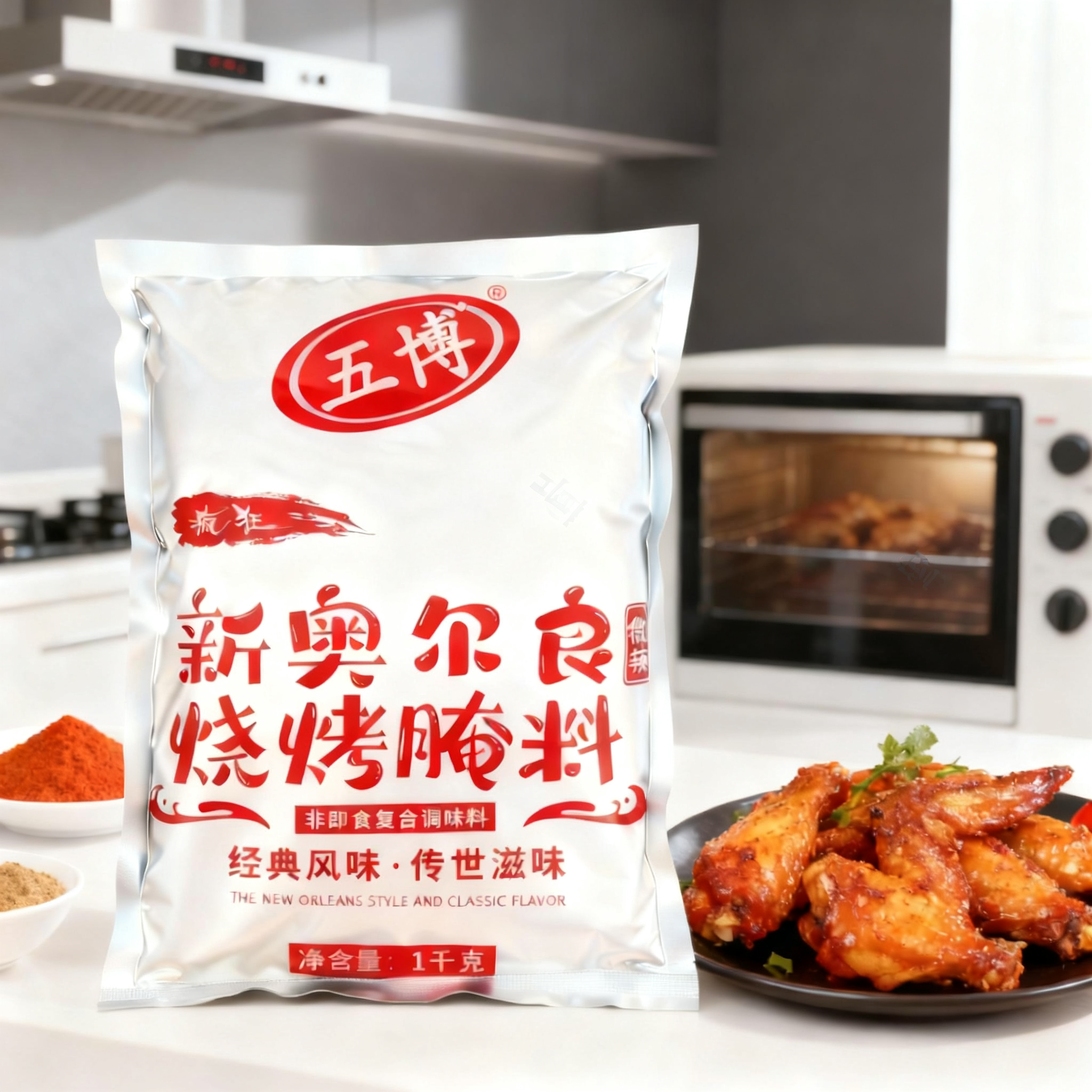 五博新奥尔良烧烤腌料微辣1kg鸡柳鸡排鸡翅疯狂烤翅调料大包商用