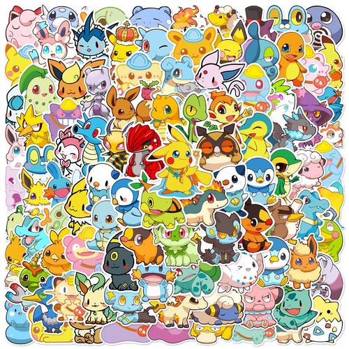 100张宝可梦宠物小精灵卡通贴画