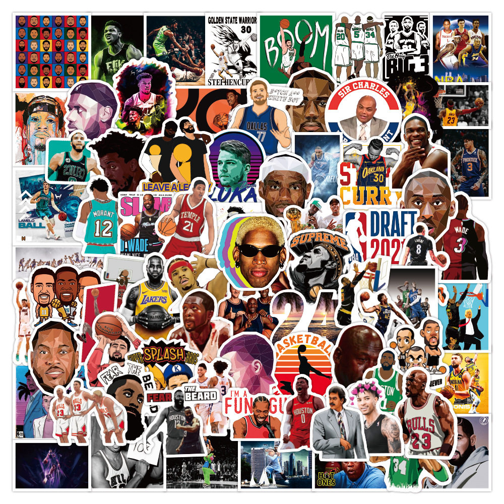 100张篮球球星詹姆斯艾弗森卡通贴画笔记本水杯吉他滑板车DIY贴