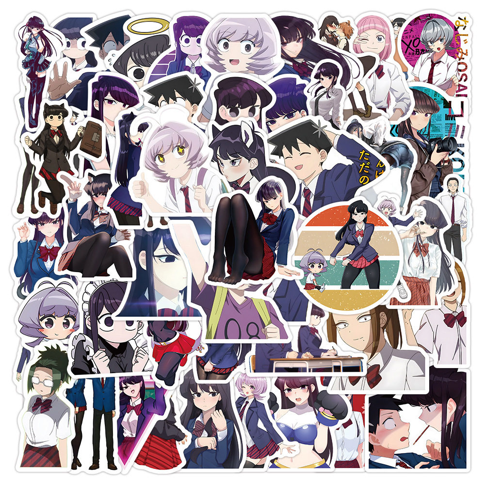 50张日漫古见同学有交流障碍卡通贴画笔记本电脑水杯手机平板贴纸