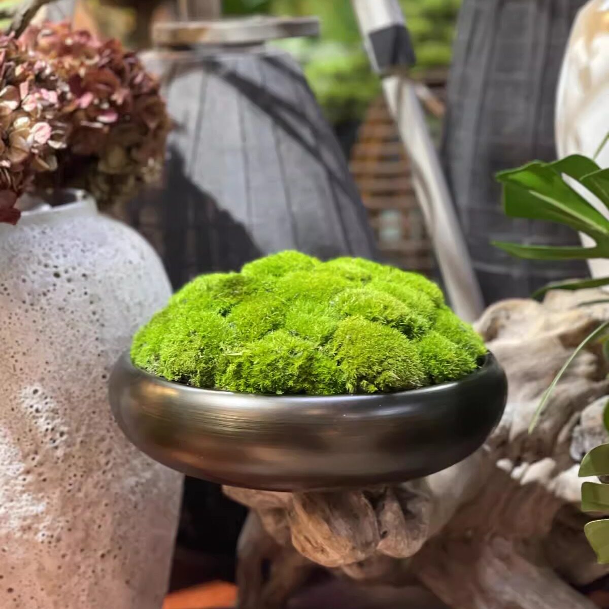 新中式金属永生苔藓绿植盆景餐桌花酒店售楼处茶室包房家居装饰