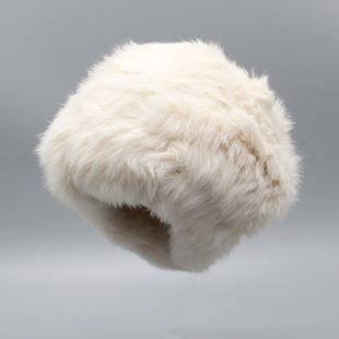 女款显脸小护耳纯手工真兔毛皮草冬季加厚米色帽子编织针织气质帽