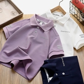 中大童珠地棉男孩儿童翻领半袖 男童POLO衫 2026新夏季 T恤夏款 短袖