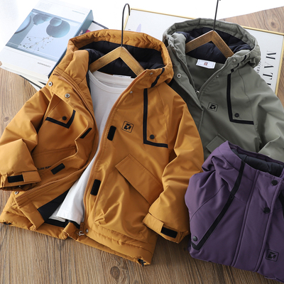 男童蚕丝棉服冬季新款2025儿童装休闲连帽夹棉棉衣中大童保暖外套