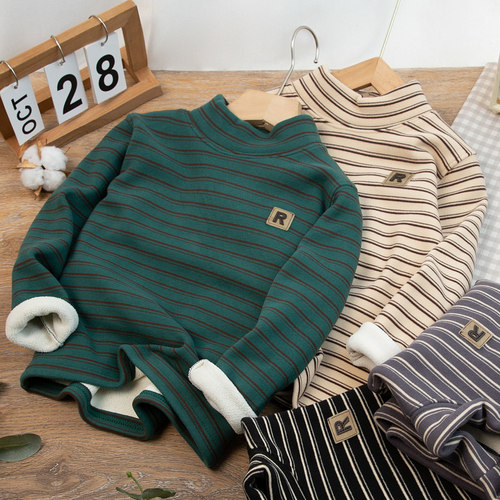 加绒打底衫休闲男童秋冬季