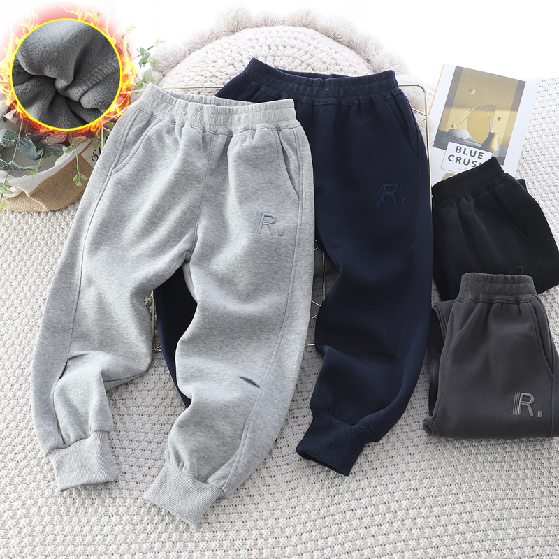 男童加绒卫裤冬季新款2025男孩加厚奥粒绒裤子中大儿童装运动长裤