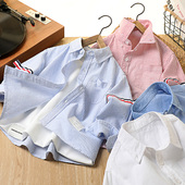 棉上衣中大童男孩休闲长袖 儿童装 衬衣潮 2026春秋新款 男童条纹衬衫