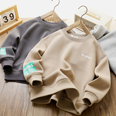 保暖打底衫 男童卫衣加绒秋冬季 长袖 中大童纯色百搭圆领儿童装 款