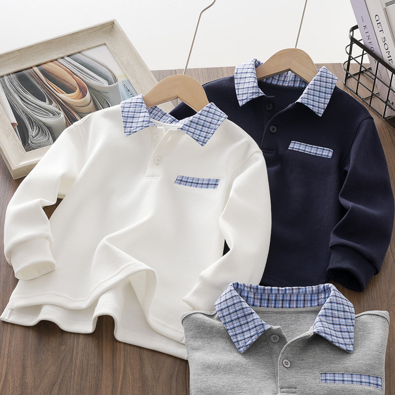 男童格子POLO领T恤2026新款儿童春秋季棉T恤男孩上衣中大童打底衫,童装/婴儿装/亲子装,T恤,淘宝优惠券,粉丝福利购,淘宝优惠卷