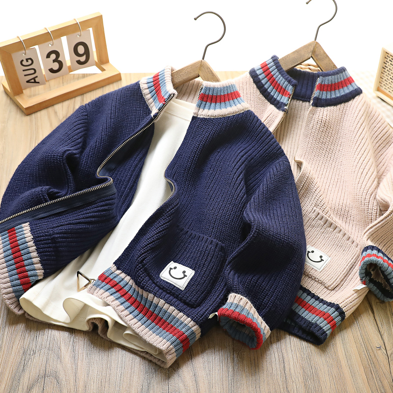 针织秋冬季拉链中大童保暖毛衣