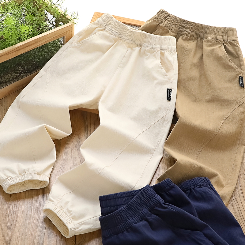 男童裤子夏季薄款2025新款儿童竹节棉休闲裤中大童男孩百搭防蚊裤