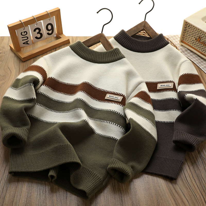 男童加绒毛衣秋冬款新2025儿童装保暖上衣中大童男孩一体绒毛线衣,童装/婴儿装/亲子装,毛衣/针织衫,淘宝优惠券,粉丝福利购,淘宝优惠卷