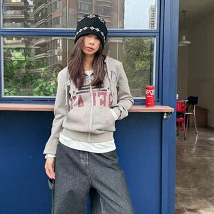 字母印花连帽拉链卫衣外套S251103 美区留子卫衣 pp虎 现