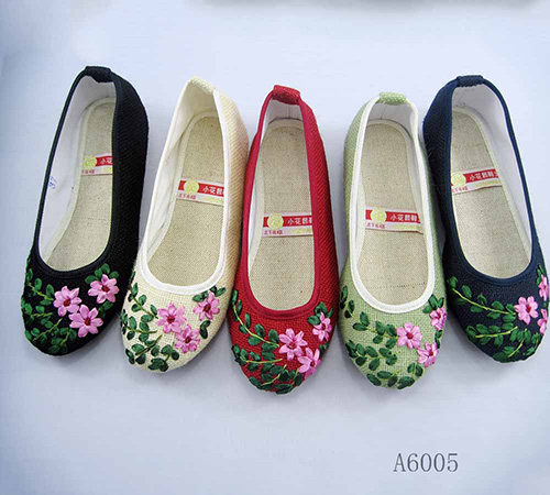 专柜正品小花园福牌绣花鞋-时尚女鞋牛筋底亚麻单鞋 布鞋a6005