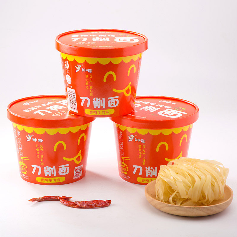 神宫刀削面香辣牛肉味早餐爽滑宽面非油炸手工面速食冲泡面不上火