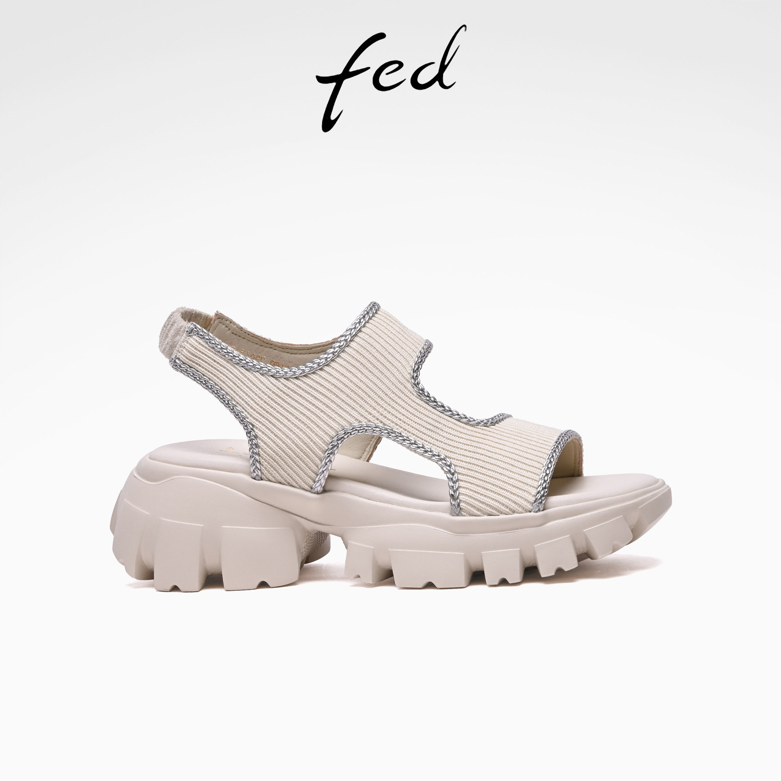 fed轻盈运动26夏季新款女凉鞋超轻厚底百搭休闲一字带罗马凉鞋女