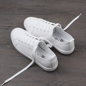 女显脚瘦系带帆布鞋 女韩版 休闲鞋 皮面小白鞋 百搭透气平底学生板鞋