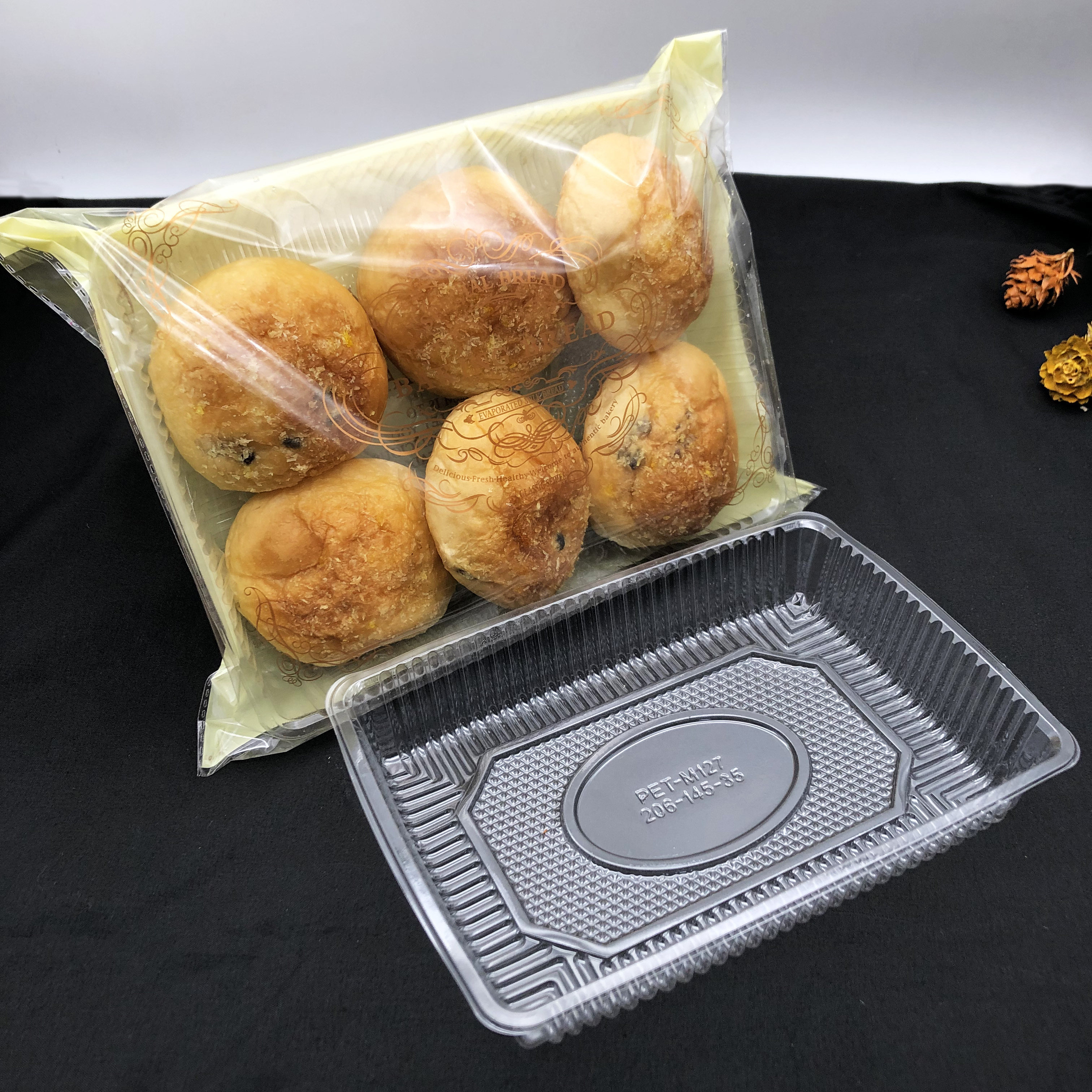 透明长方毛毛虫蛋糕盒餐包面包饼干绿豆糕食品底托方包包装自黏袋