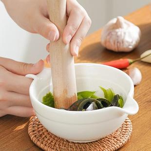 擂钵辣椒米糊擂茶牙钵手研磨器家用捣擂蒜器椒土陶抖工碗 老式