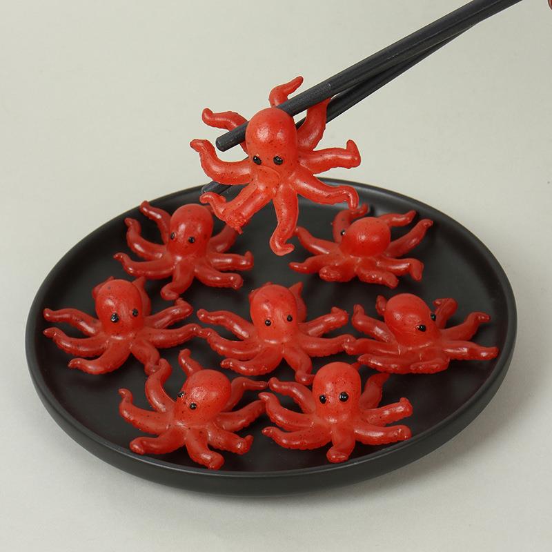 仿真迷你小章鱼冰箱贴仿真八爪鱼装饰摆件仿真海鲜食玩模型玩具