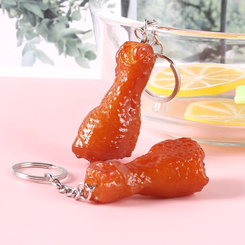 创意仿真鸡腿红烧肉模型钥匙扣挂件两元店货新奇特挂件包包配饰