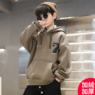 日本无印mu男童秋装卫衣加绒加厚2025新款中大童儿童男孩春秋季上