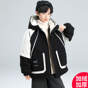 冲锋衣款 冬装 中大儿童男 加绒加厚外套2025新款 日本无印mu男童冬季