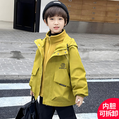 日本无印mu儿童装男童冲锋衣三合一防风防水2025新款秋装可拆卸男