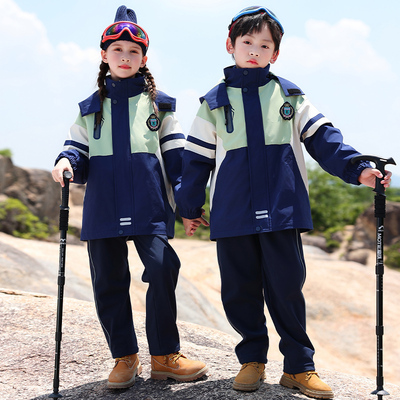 日本无印mu小学生校服套装冲锋衣三件套春秋装儿童冬季班服幼儿园