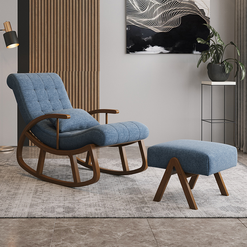 日本无印mu新艺北欧摇摇椅实木家用阳台客厅单人网红休闲沙发椅懒