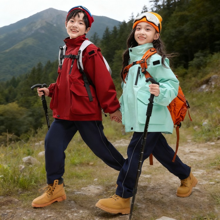 日本无印mu儿童冲锋衣三防户外套小学生校服男女童防风衣三合一滑