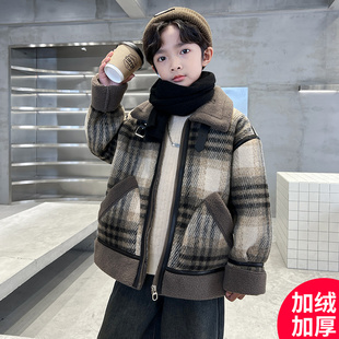 加绒加厚中大儿童男孩 冬季 日本无印mu男童冬装 羊羔绒外套2025新款